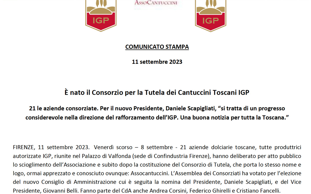 È nato il Consorzio per la Tutela dei Cantuccini Toscani IGP